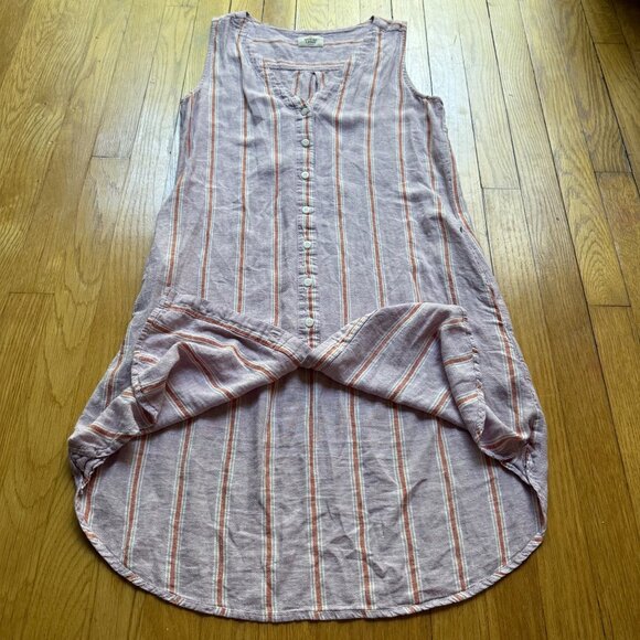 Marine Layer Size M Purple Lavender Stripe Linen Blend Lake Tank Dress - Picture 8 of 16